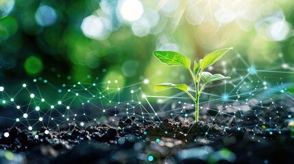 Agricultural concept. Green plants at field. AI generated illustration