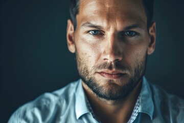 Obraz premium A man with a serious look staring at the camera