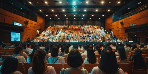 Rear view of conference hall audience