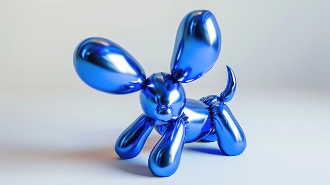 High res photo of an blue metallic balloon dog isolated on white background - Powered by Adobe