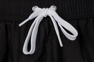 Black Swim Trunks with White Drawstring