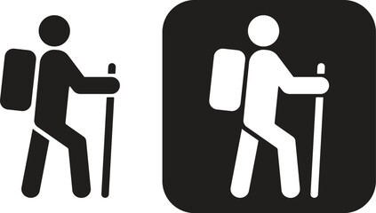 Hiking vector icons, hiker icon in different style, vector illustration. Walking. Public footpath. Trail. © Oman