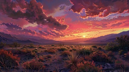 Fototapeta premium Radiant Evening Sky in the Desert