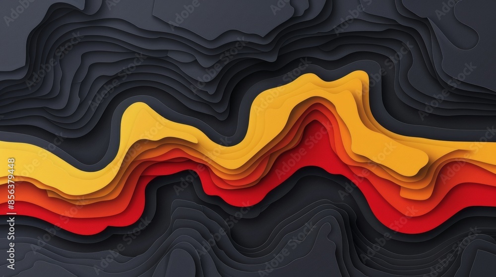 Poster digital illustration of paper layers in a vibrant color scheme. the design features a layered effect