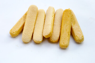 Sponge finger cookies, Italian savoiardi biscuit snack