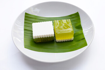 Pandan and coconut jelly. Thai Desserts.