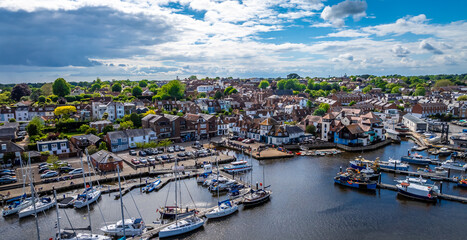 Aerial view of Lymington, a port town in the New Forest district of Hampshire, England