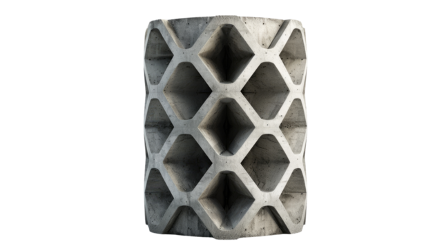 Hexagon concrete cylinder on a transparent background