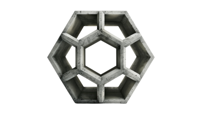 Hexagon concrete cylinder on a transparent background