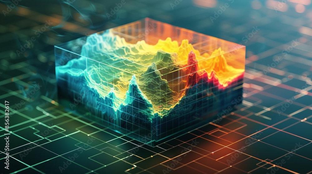 Aufkleber 3d data visualization graph with bright colors. digital art style. ai-generated image. perfect for t