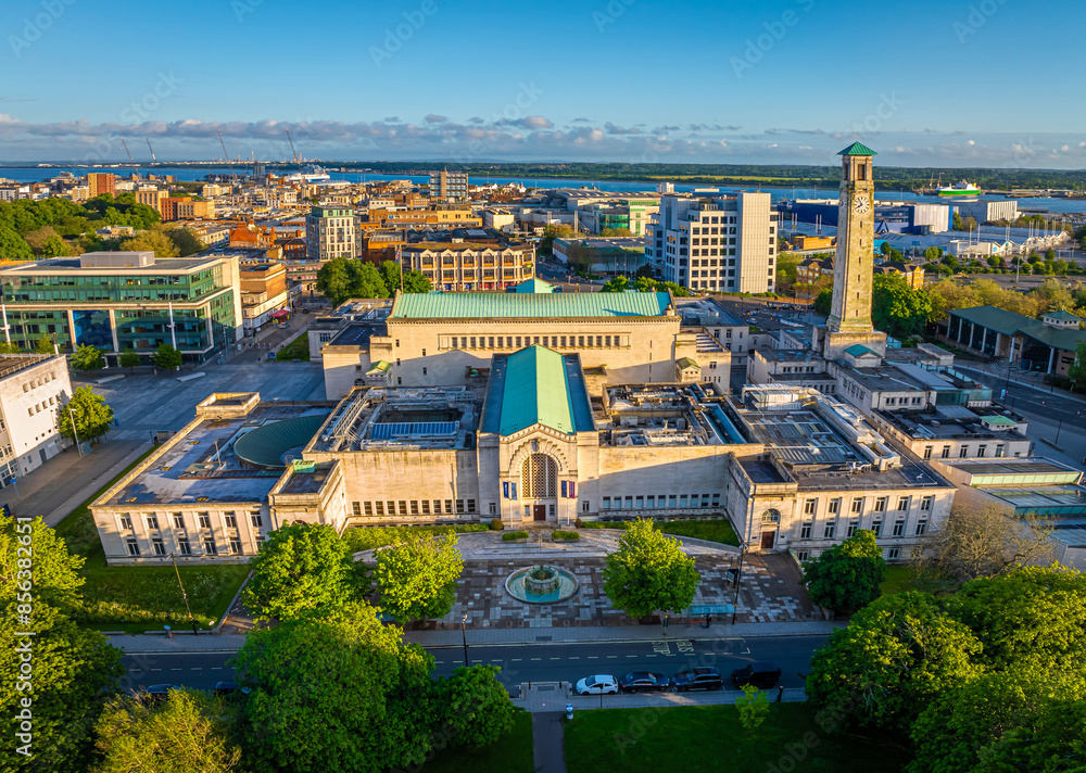 Wall mural aerial view of seacity museum in southampton, a port city in hampshire, england