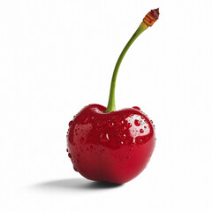 Single Fresh Cherry | Isolated on Transparent & White Background | PNG File with Transparency