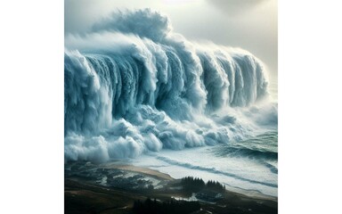 Towering Waves Overwhelm the Coast