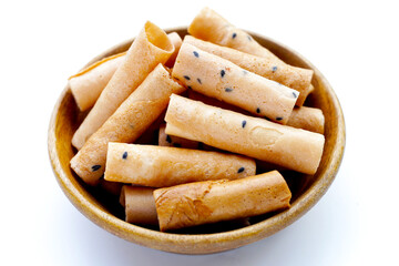 Thai snack, crispy coconut rolls