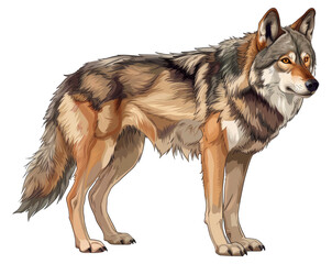Fototapeta premium Realistic illustration of a wolf png isolated on transparent background