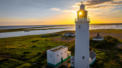 Sunset view of Hurst Point Lighthouse is located at Hurst Point in the English county of Hampshire