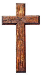 Rustic wooden cross png isolated on transparent background