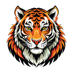 Tiger head silhouette vector illustration art outline style with a white background, and Adobe Illustrator Artwork. 