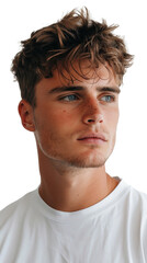 Obraz premium Young man with stylish haircut png isolated on transparent background