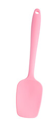 One pink spatula isolated on white. Kitchen utensil