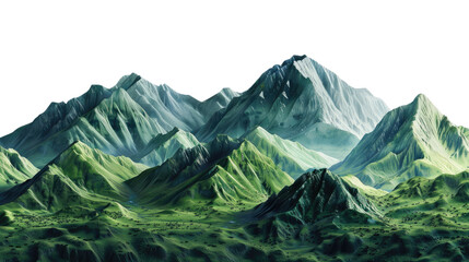 Green mountains on a transparent background