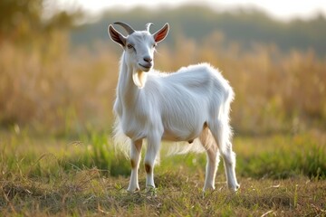 Obraz premium View from side body of a Kacang goat standing on grass, Awe-inspiring, Full body shot ::2 Side Angle View
