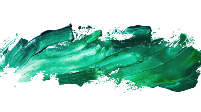 Green of paint on an isolated transparent background