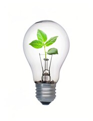 Green energy concept, lightbulb with a growing plant