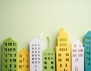 Obraz premium Paper fold illustration depicting an urban concept with tall buildings, the paper fold art technique creates a unique and creative city , generative ai