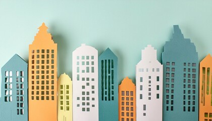 Obraz premium Paper fold illustration depicting an urban concept with tall buildings, the paper fold art technique creates a unique and creative city , generative ai