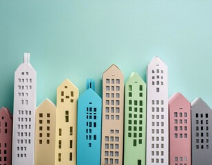 Paper fold illustration depicting an urban concept with tall buildings, the paper fold art technique creates a unique and creative city , generative ai
