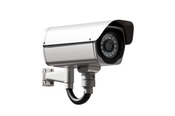 Modern Surveillance Camera. High-resolution security camera on a transparent background, ideal for safety-related graphics.