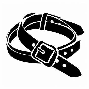 recommend clip art: Simplistic black and white illustration of a leather belt with a buckle, showcasing minimalistic design and fashion accessory.