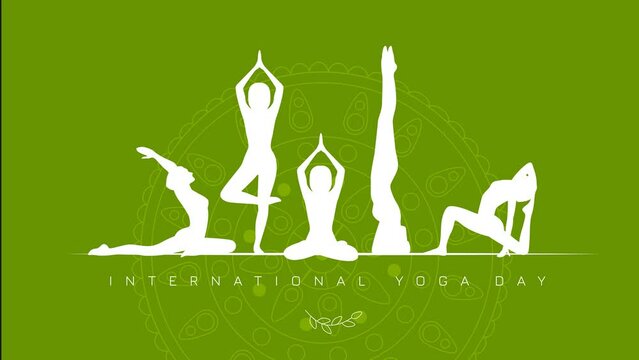 Celebrate Yoga Day, Animated Postures of Peace with Flat animation, 4k video