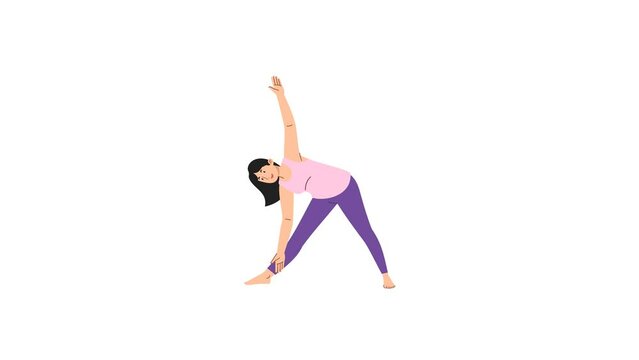 Calm & Collected, Female Yoga Animation character animation concept, flat animation