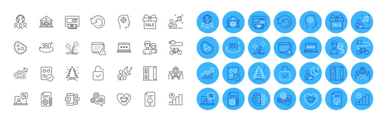 Recruitment, Atm and Demand curve line icons pack. Global business, Electric bike, Fireworks web icon. Inclusion, Full rotation, Open door pictogram. Smartphone sms, Graph chart, Shift. Vector