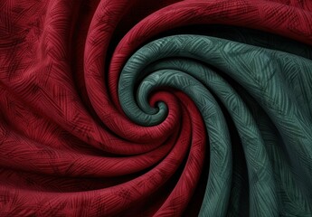 Vibrant spiral pattern of red and green fabric