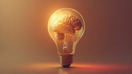 Surreal image of a brain inside a light bulb.