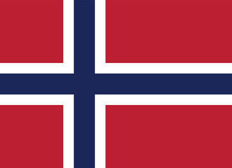 Obraz premium National flag of Kingdom Norway is red with navy blue Scandinavian cross