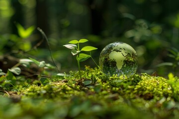 A light bulb that uses renewable energy, Earth Day or environmental protection Hands that save forests and help save the world, solar panels