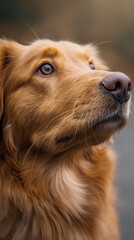 Obraz premium Profile of golden retriever looking into the distance during autumn season