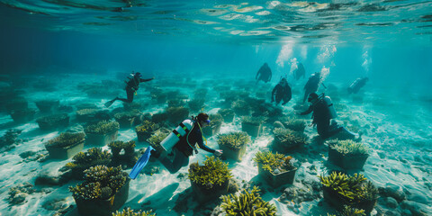 Marine scientists conduct coral restoration project in underwater nursery