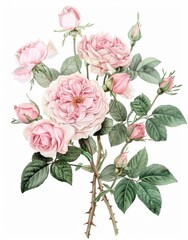 This vintage floral greeting card features a watercolor bouquet of flowers in a classic style