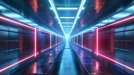 A futuristic corridor with advanced technology and sleek design