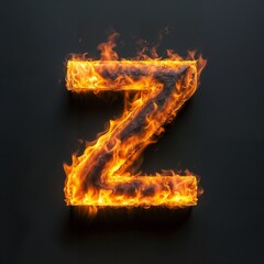 Fire letter Z on black background, flames