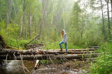 A woman in the forest