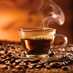 Savor the rich aroma of freshly brewed coffee made from premium beans in a ceramic cup.