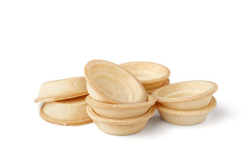 Heap of homemade tartlets isolated on white background