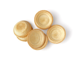 Heap of homemade tartlets isolated on white background