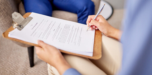 Hands, person and signature with contract or document for insurance or life policy agreement. Application form, deal and legal paper or paperwork for investment or will with terms and conditions